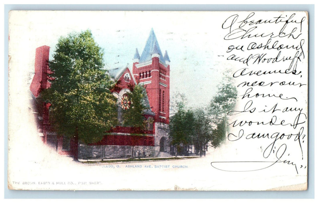 1906 Ashland Avenue Baptist Church, Toledo Ohio OH Quincy MA PMC Postcard