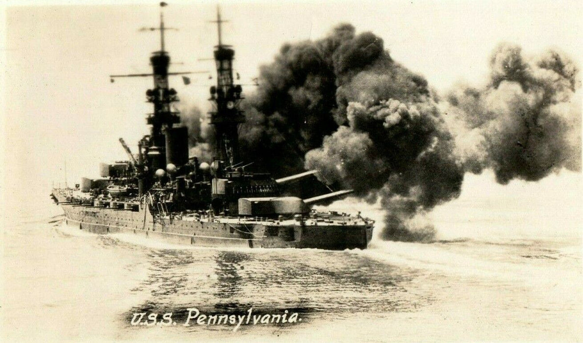 c1940's USS Pennsylvania Shooting Turret Guns Photo Ship Battleship