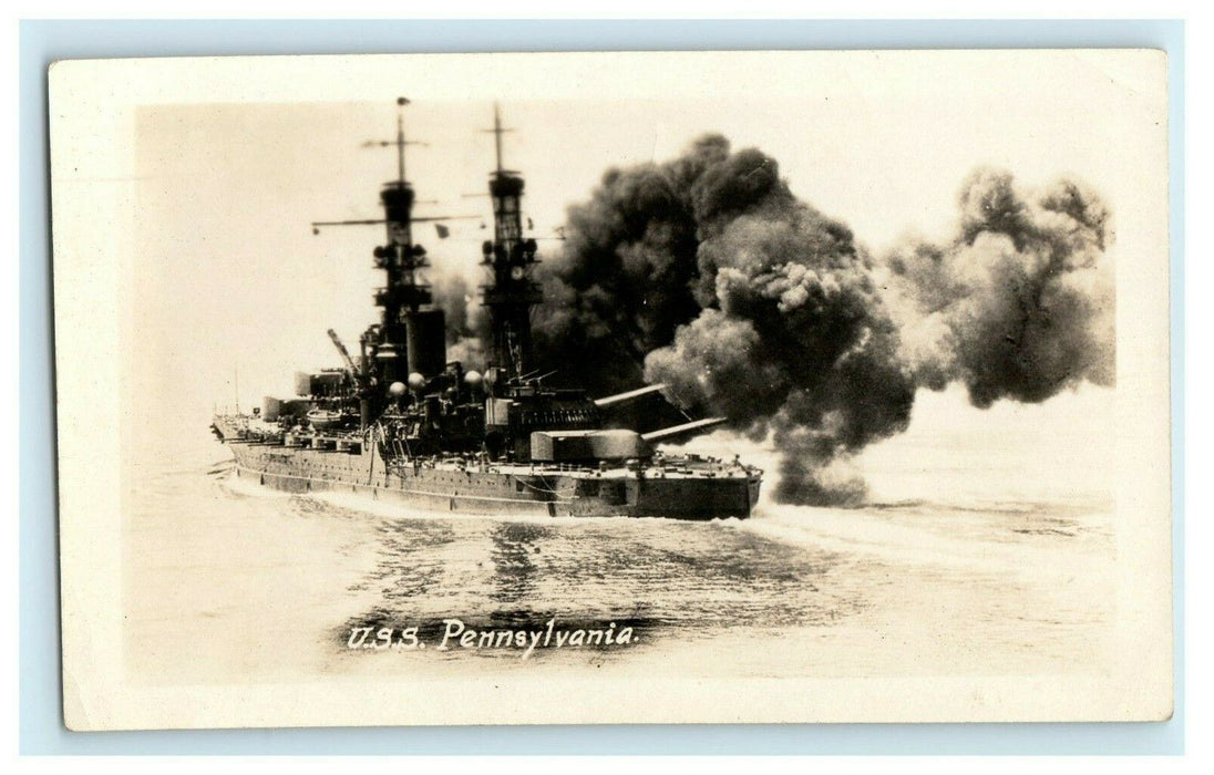 c1940's USS Pennsylvania Shooting Turret Guns Photo Ship Battleship