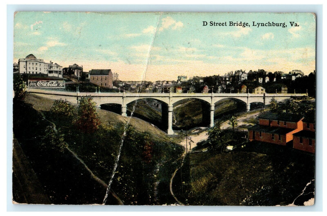 1911 D Street Bridge Lynchburg Virginia VA Posted Antique Postcard