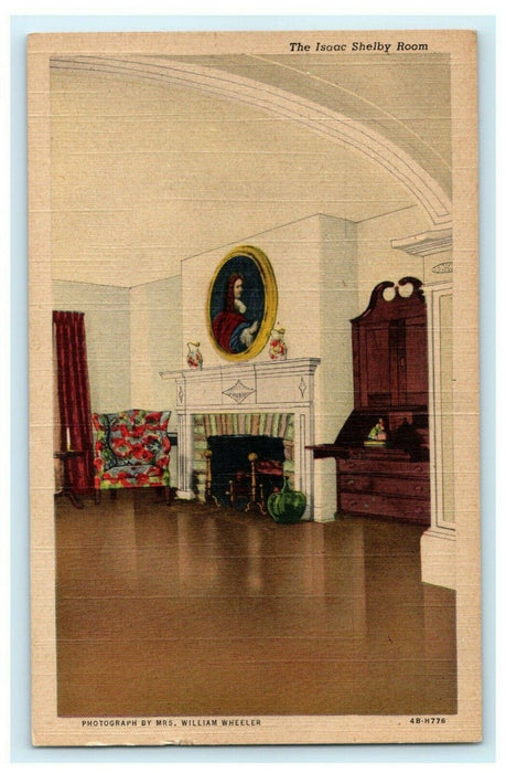 Isaac Shelby Room Duncan Tavern Paris Kentucky Fireplace Postcard Vintage