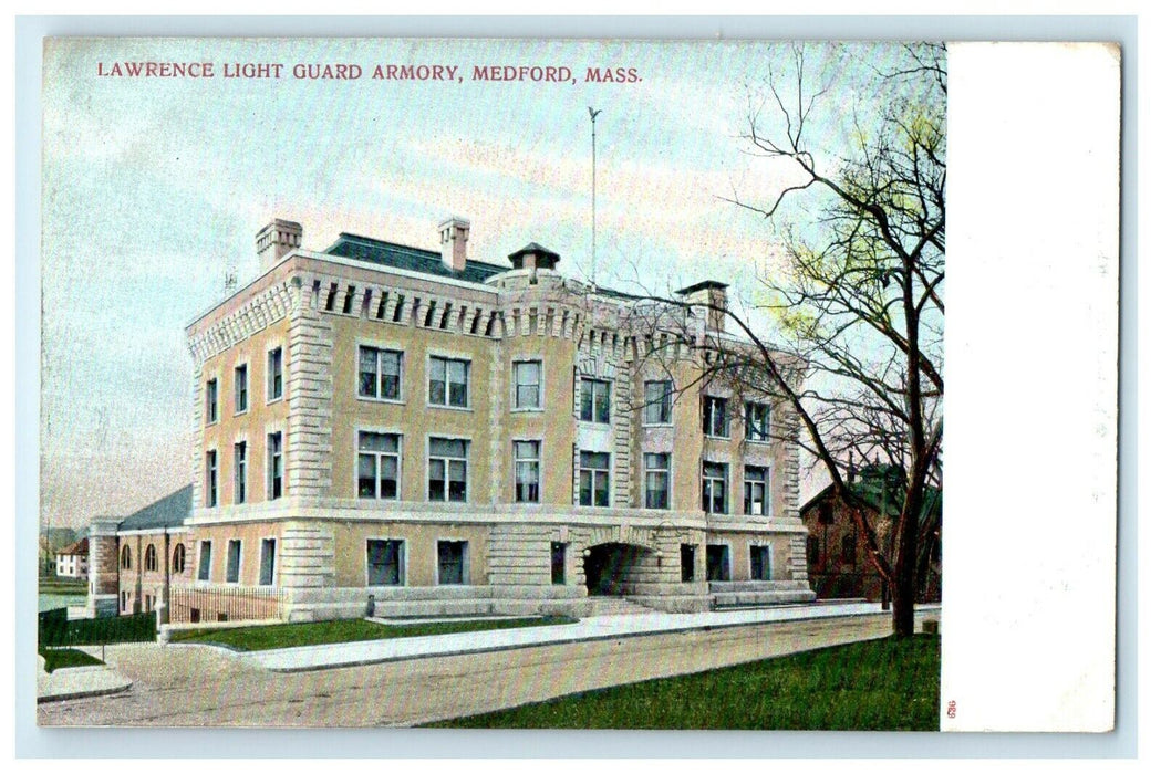 1906 Lawrence Light Guard Armory, Medford, Massachusetts MA Postcard