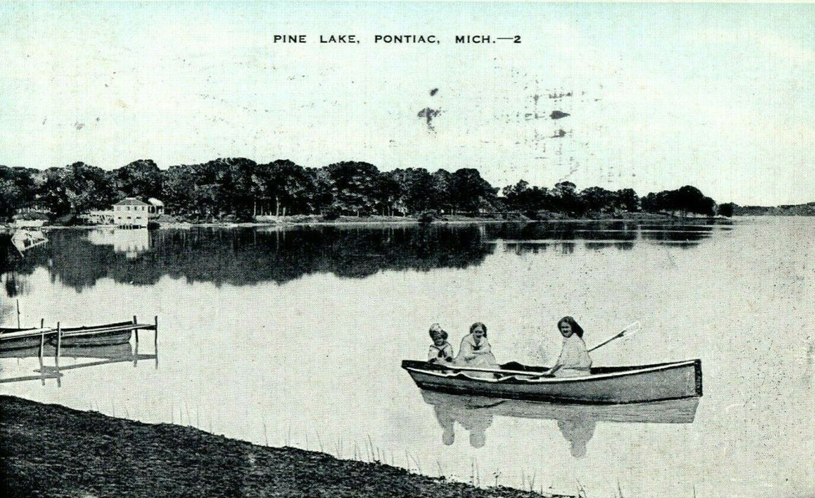 1937 Pine Lake Pontiac Michigan MI Posted Vintage Farmersville Ohio Postcard