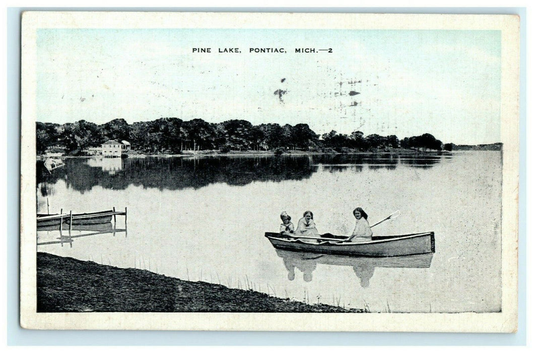 1937 Pine Lake Pontiac Michigan MI Posted Vintage Farmersville Ohio Postcard