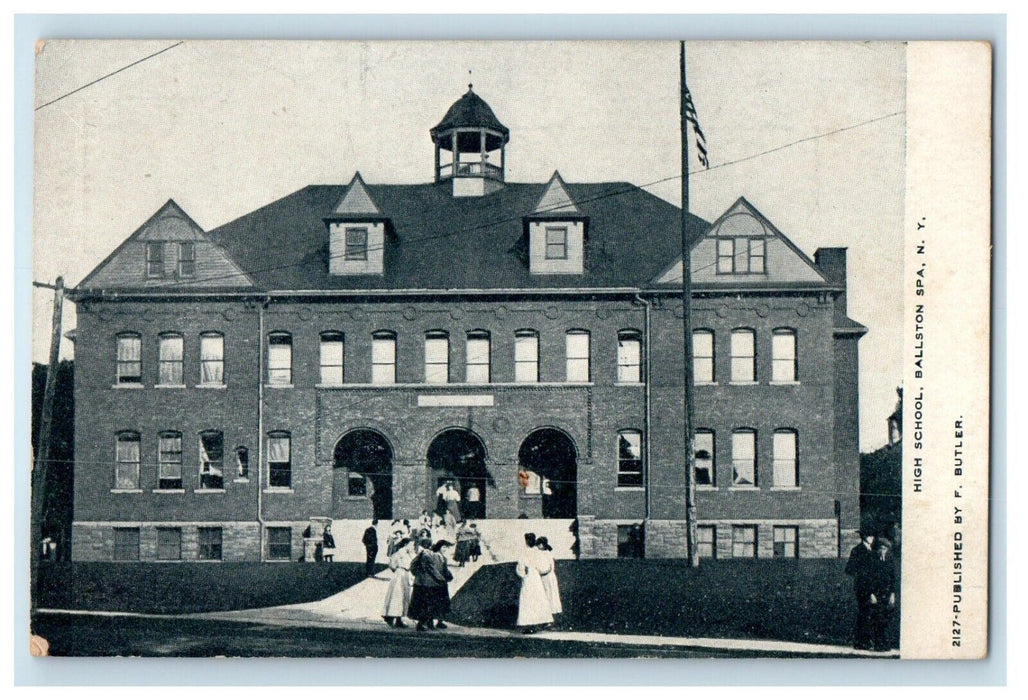 c1905 High School Building Ballston Spa New York NY Unposted Antique Postcard