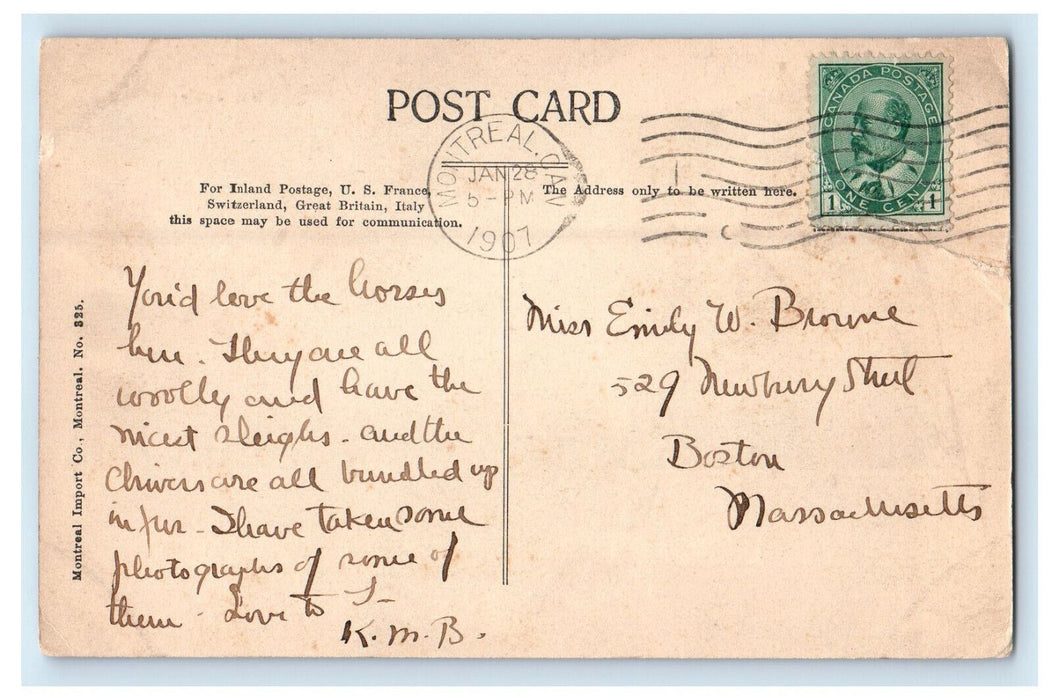 1907 Canadian Sport Series Ski Jump Montreal Quebec Canada Postcard