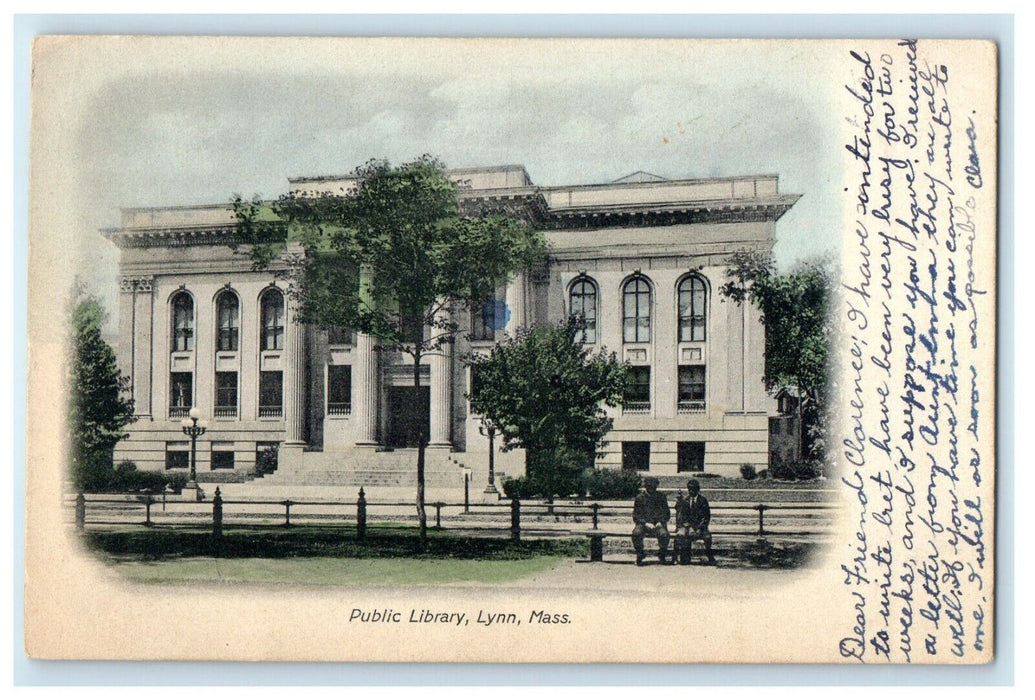 1908 The Public Library Building Lynn Massachusetts MA Antique Postcard