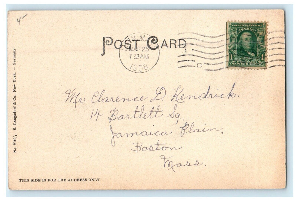 1908 The Public Library Building Lynn Massachusetts MA Antique Postcard