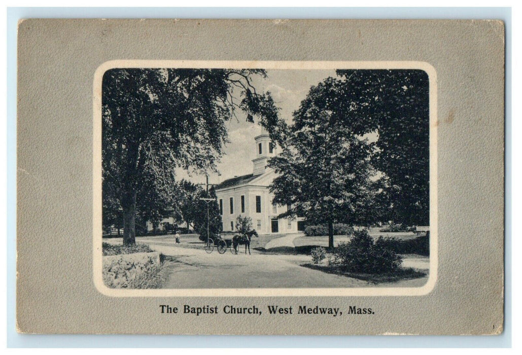 1920 Baptist Church, West Medway Massachusetts MA Posted Vintage Postcard