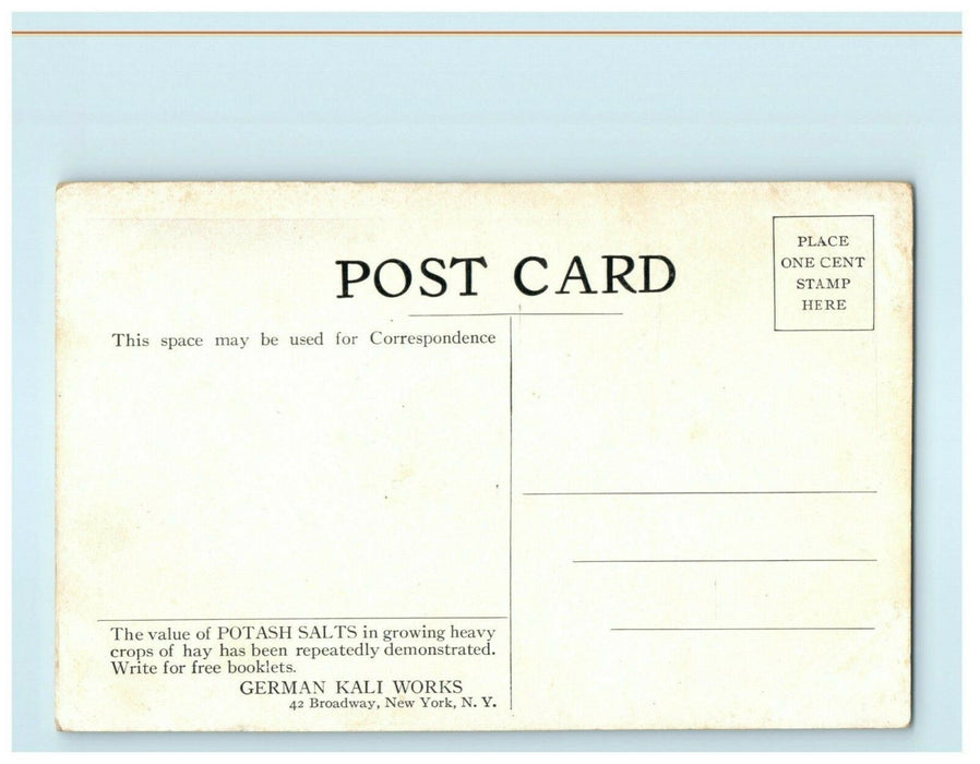 c1910 Fertilizer Advertising hay Forming German Kali Works New York NY Postcard