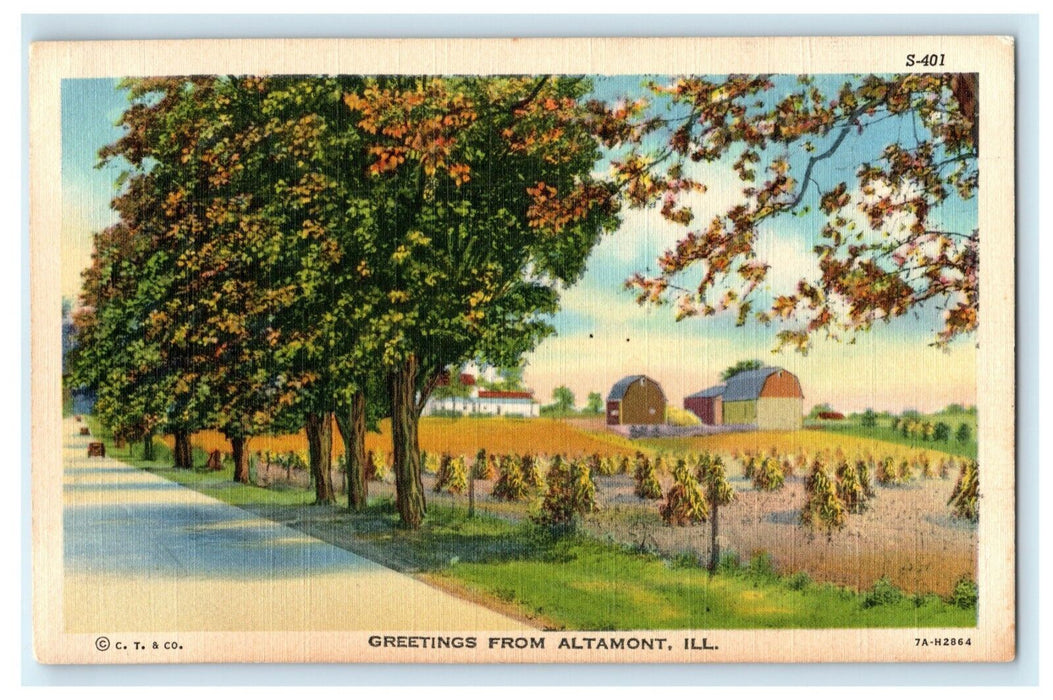 c1940's Greetings From Altamont Illinois IL Unposted Vintage Postcard