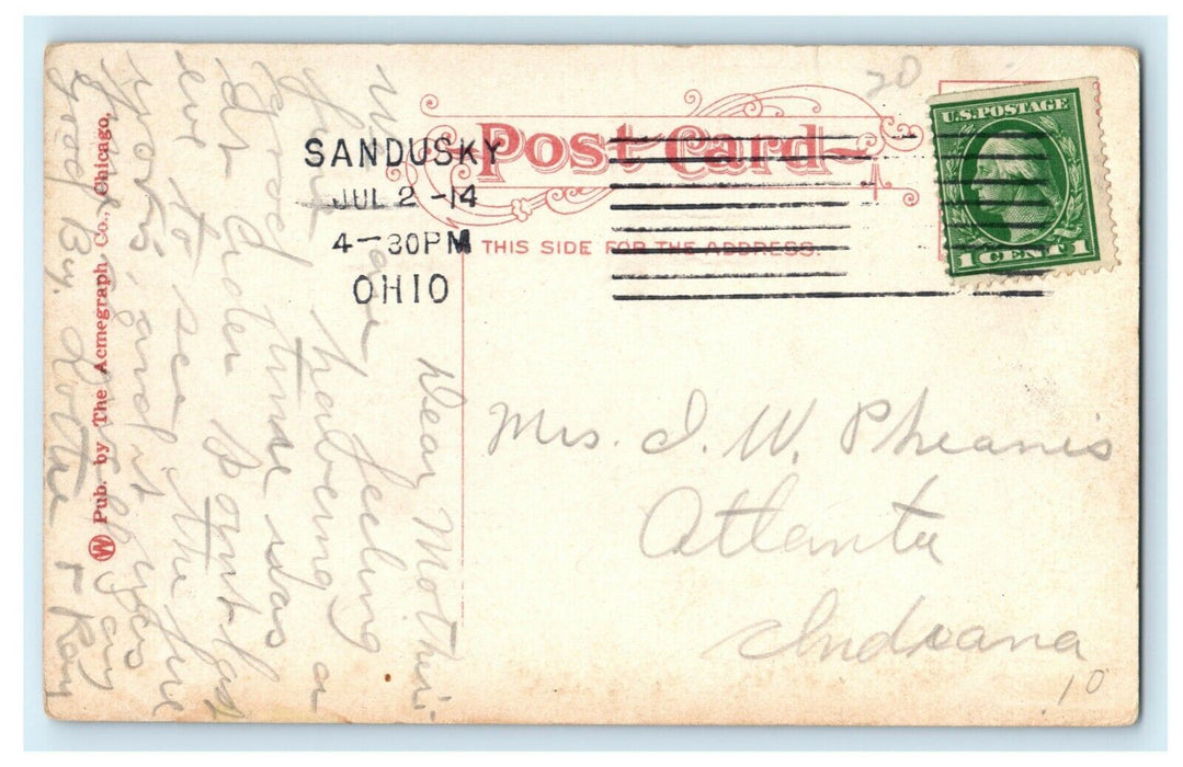 1914 Interior of S.S. Peter Paul Catholic Church Sandusky Ohio OH Postcard