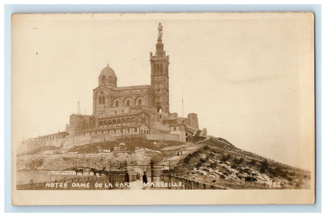 c1920's Notre Dame De La Garden Marseille France RPPC Photo Vintage Postcard