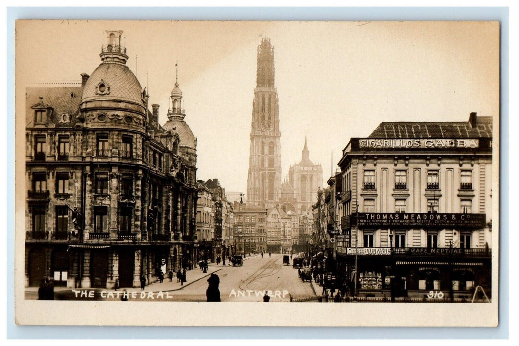 c1920's  A View Of The Cathedral Antwerp Belgium RPPC Photo Vintage Postcard