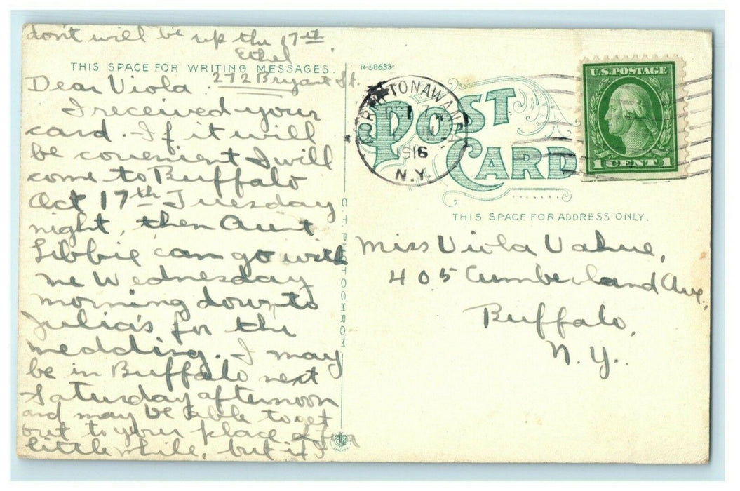 1916 Colonel Payne School North Tonawanda New York NY Posted Antique Postcard