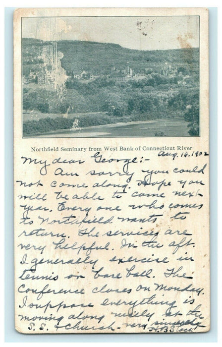 1902 Northfield Seminary West Bank Connecticut River CT PMC Postcard