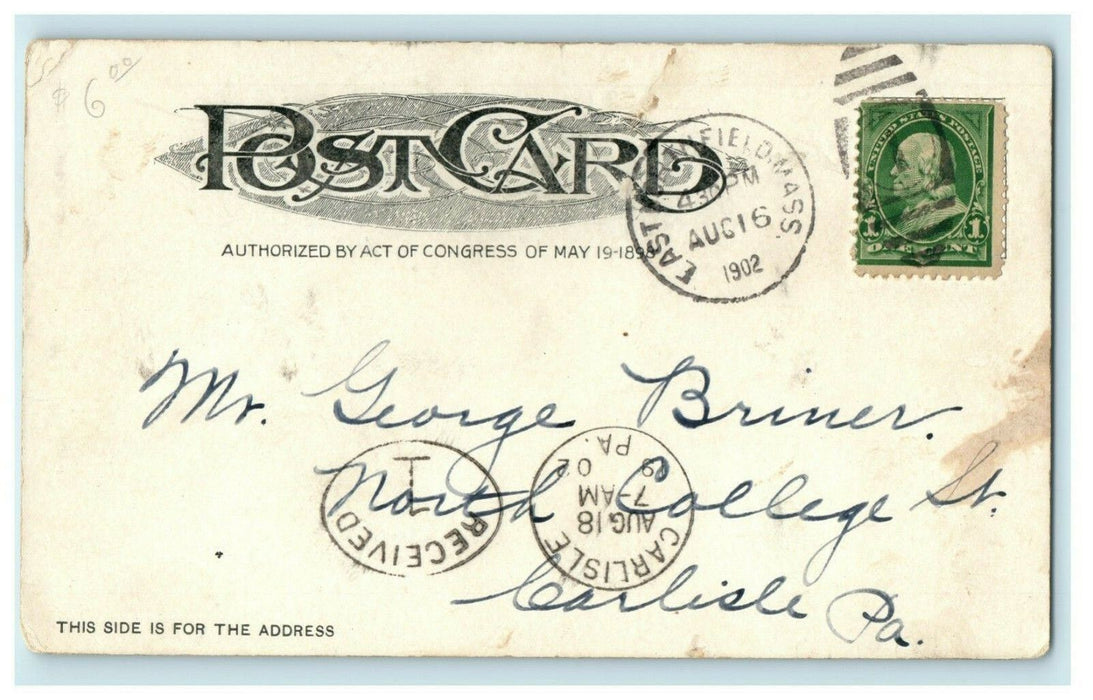 1902 Northfield Seminary West Bank Connecticut River CT PMC Postcard