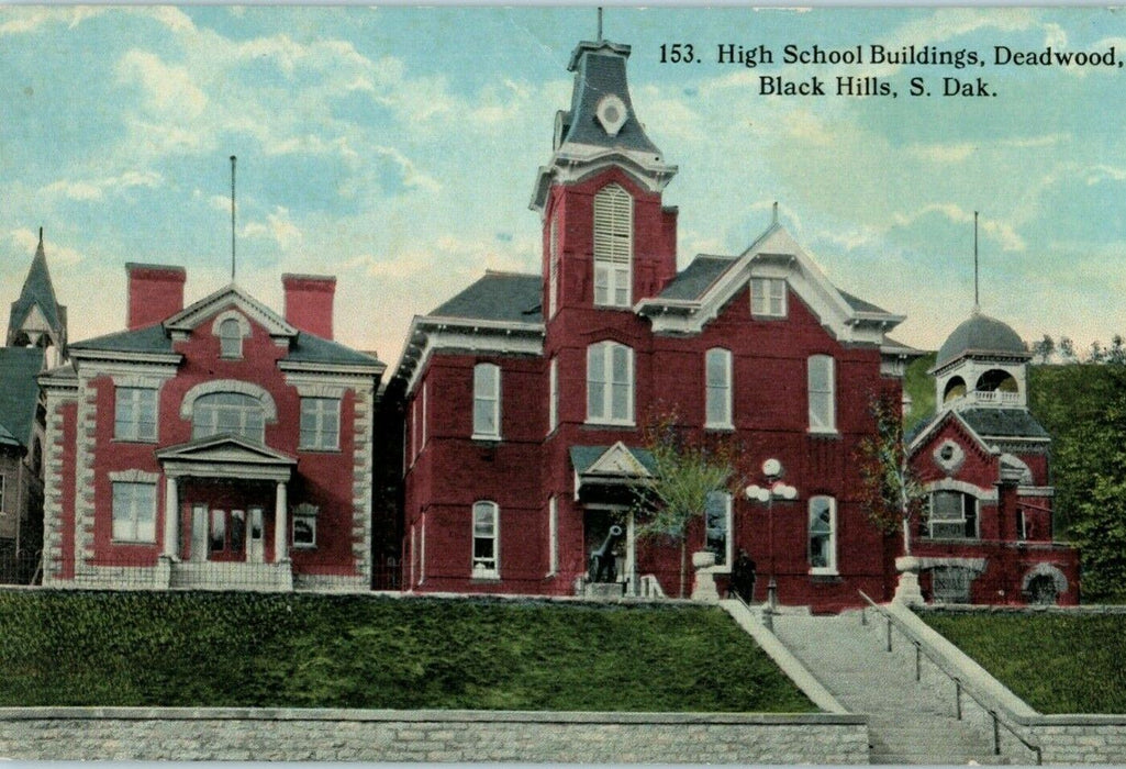 Rare c1910 High School Buildings Deadwood Black Hills South Dakota SD Postcard