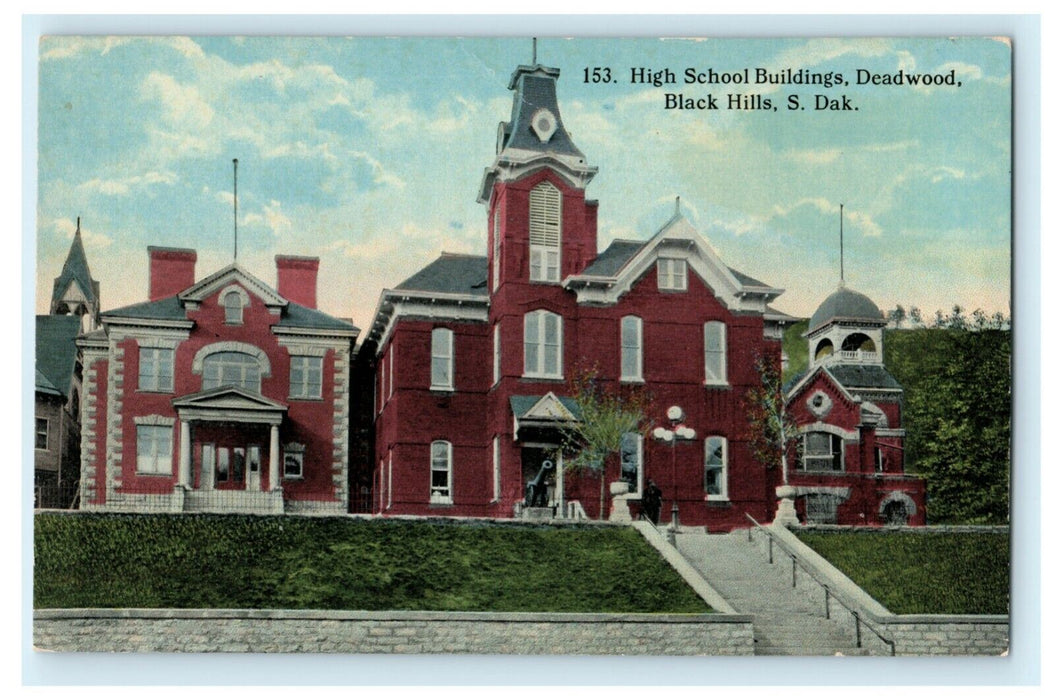 Rare c1910 High School Buildings Deadwood Black Hills South Dakota SD Postcard