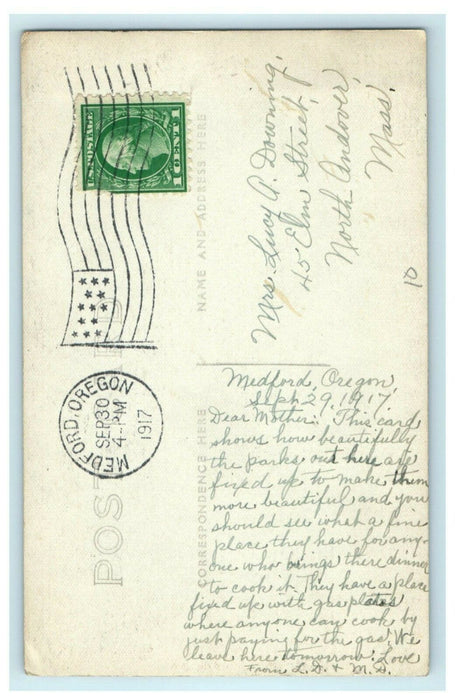 1917 Lithia Park Ashland Oregon OR RPPC Photo Posted Medford Postcard