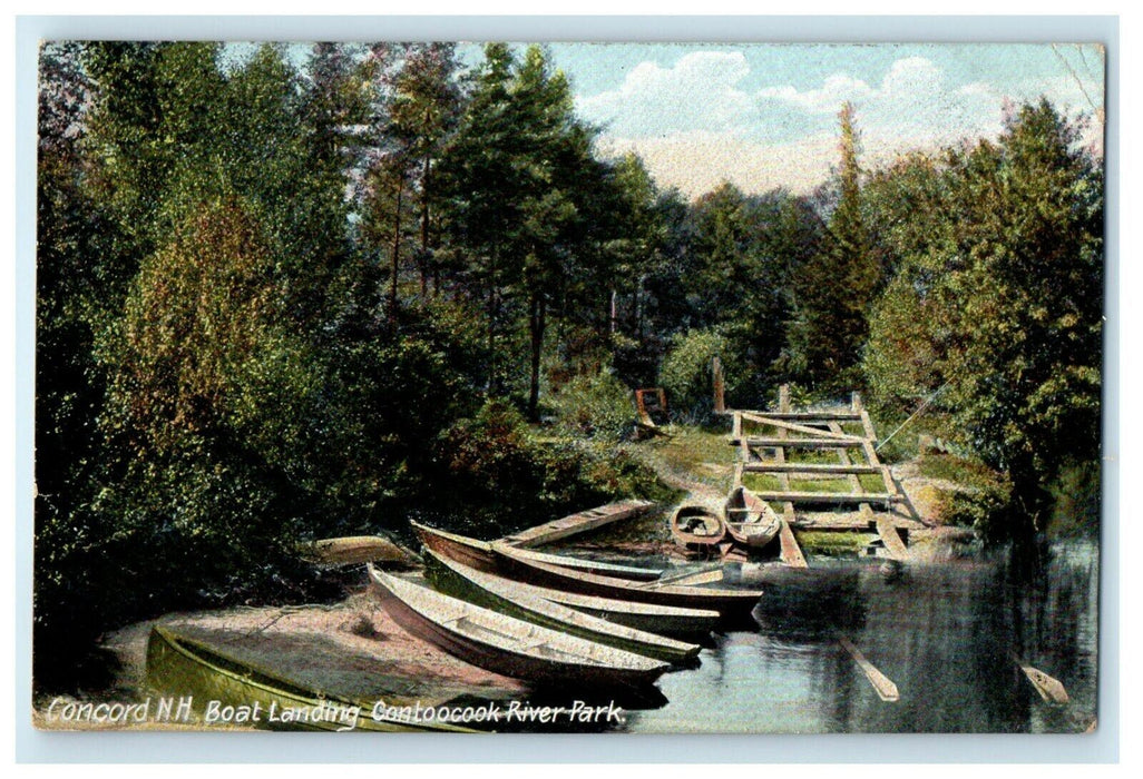 c1910 Boat Landing Contoocook River Concord New Hampshire NH Antique Postcard
