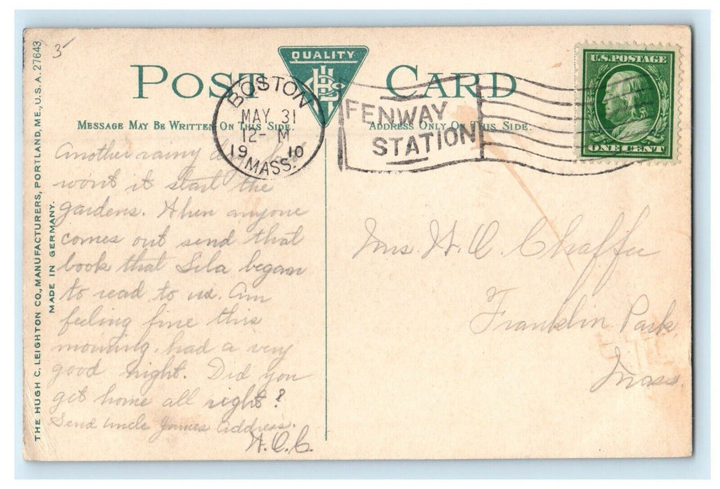 1910 First Baptist Church Horse And Buggy Malden Massachusetts MA Postcard