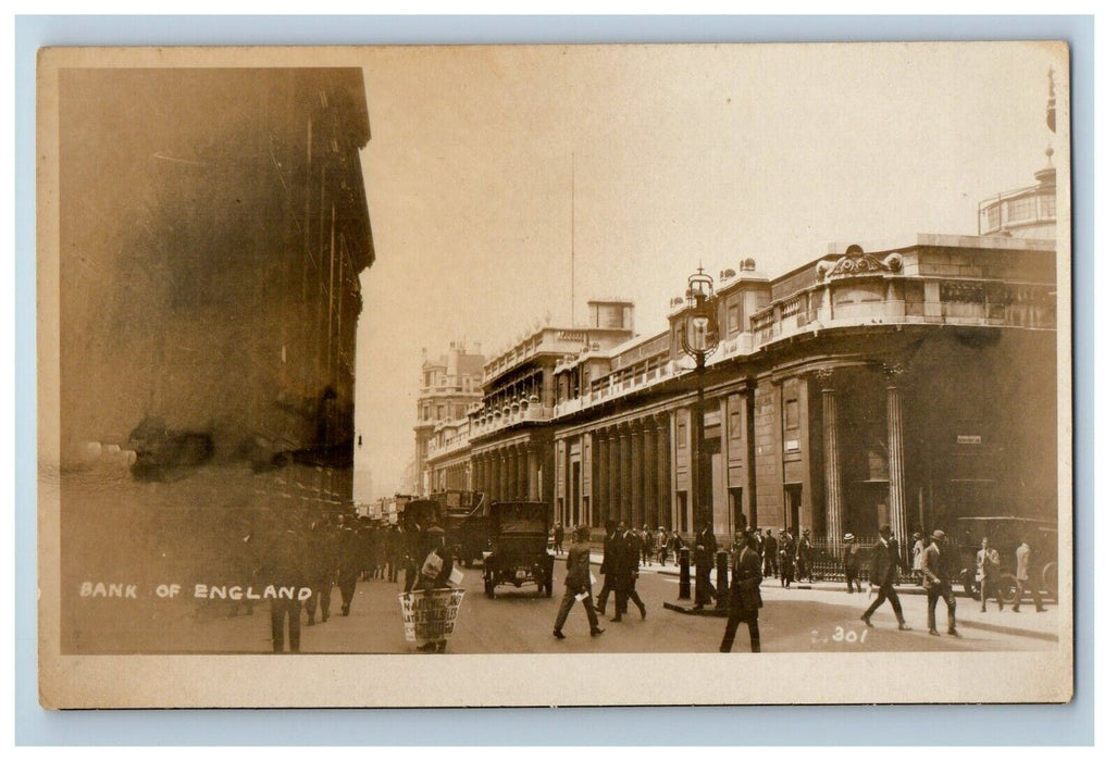 c1920's Bank Of England Building Cars RPPC Photo Unposted Vintage Postcard