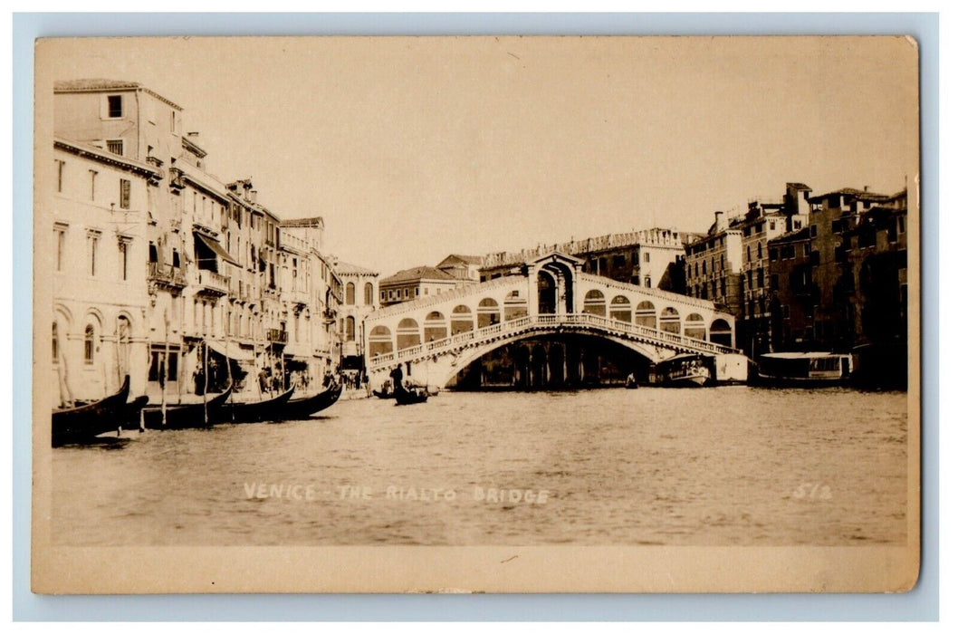c1920's View Of Venice The Rialto Bridge Italy RPPC Photo Vintage Postcard
