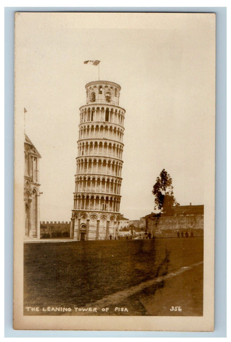 c1920's The Learning Tower Of Pisa Italy RPPC Photo Unposted Vintage Postcard