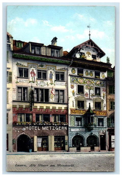 c1910 Alte Hauser An Weinmarkt Luzern Switzerland Antique Unposted Postcard
