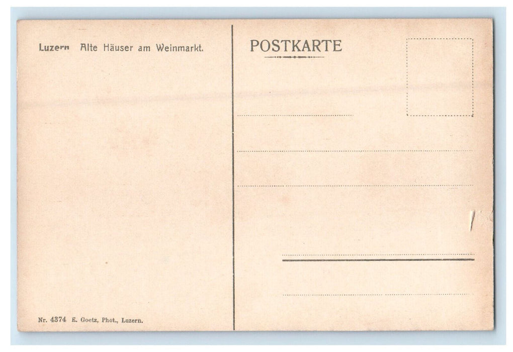 c1910 Alte Hauser An Weinmarkt Luzern Switzerland Antique Unposted Postcard