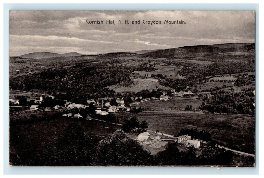 1910 Cornish Flat New Hampshire NH, And Croydon Mountain Aerial View Postcard