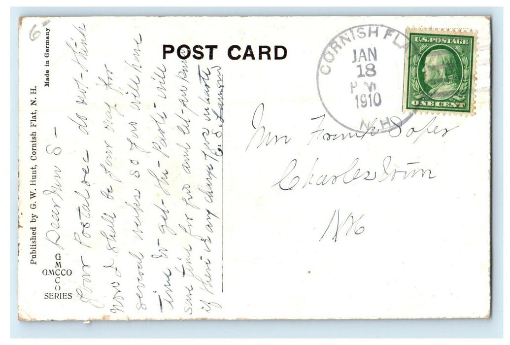 1910 Cornish Flat New Hampshire NH, And Croydon Mountain Aerial View Postcard