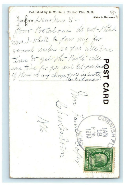 1910 Cornish Flat New Hampshire NH, And Croydon Mountain Aerial View Postcard