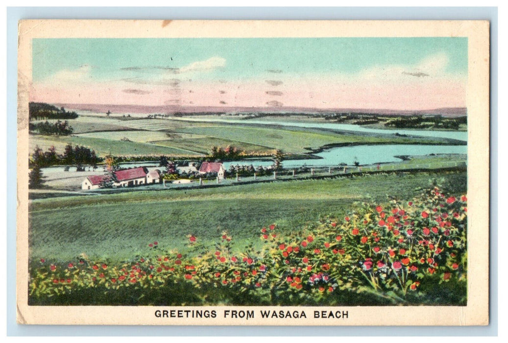 1952 Nature Scene, Greetings from Wasaga Beach Canada CA Postcard