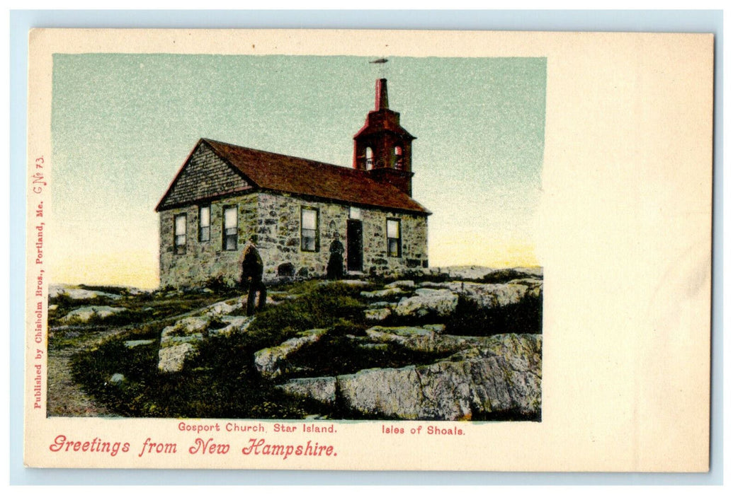 c1906s Gosport Church Isle of Shoals Greetings from New Hampshire NH Postcard