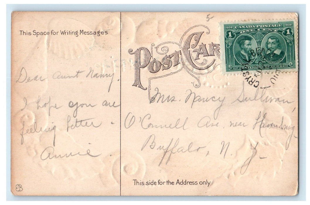 c1910's Souvenir From Crystal Beach Canada, Shells Embossed Antique Postcard