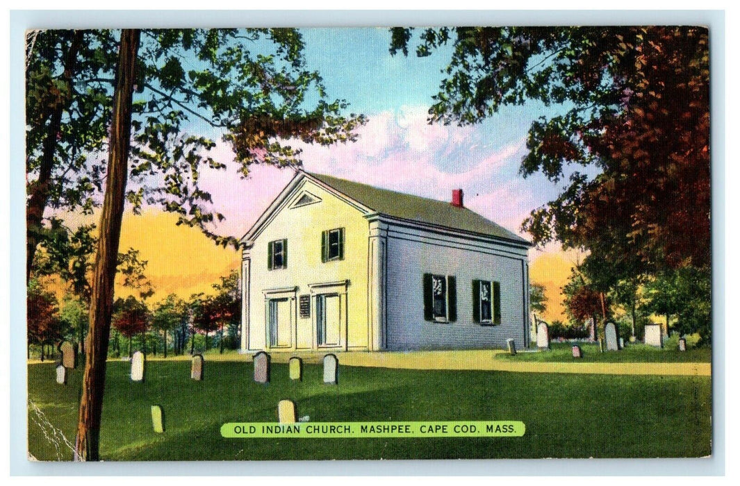 1914 Old Indian Church, Mashpee, Cape Cod Massachusetts MA Vintage Postcard