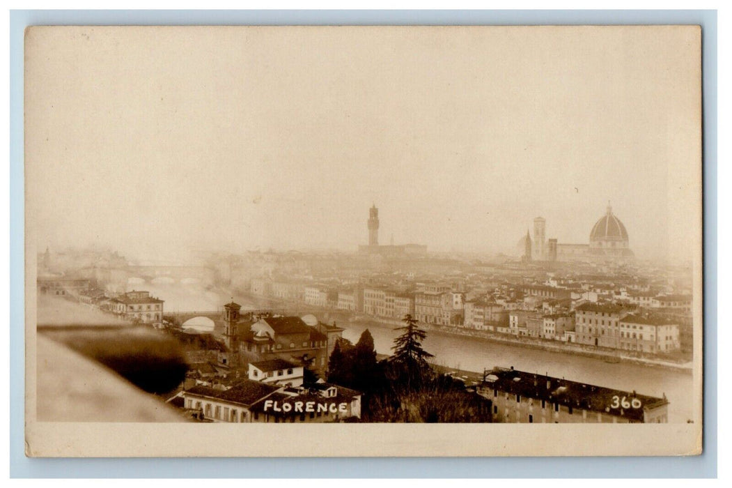 c1920's Bird's Eye View Of Florence Italy RPPC Photo Unposted Vintage Postcard