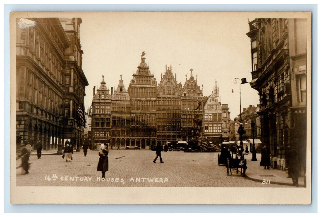 c1920's 16th Century Houses Antwerp Belgium RPPC Photo Unposted Vintage Postcard