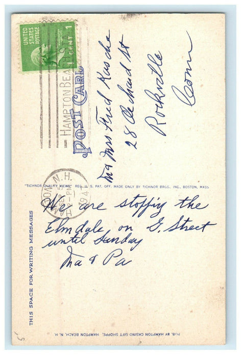 1947 The Casino at Night, Hampton Beach New Hampshire NH Vintage Postcard