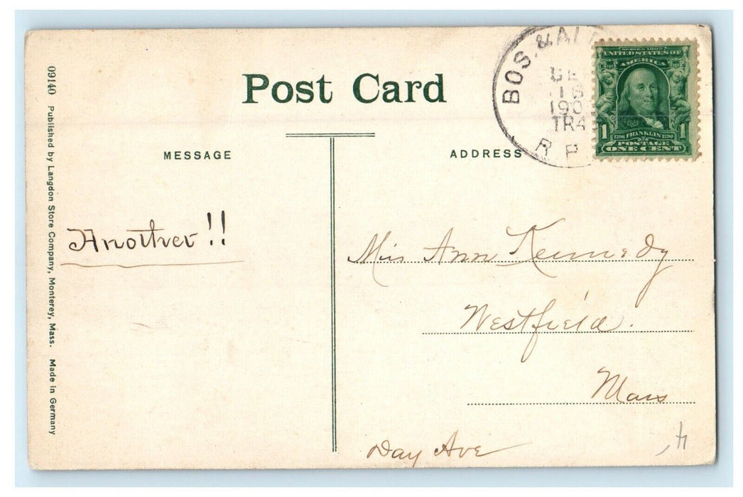 c1910 Congregational Church Monterey Massachusetts MA Antique Postcard