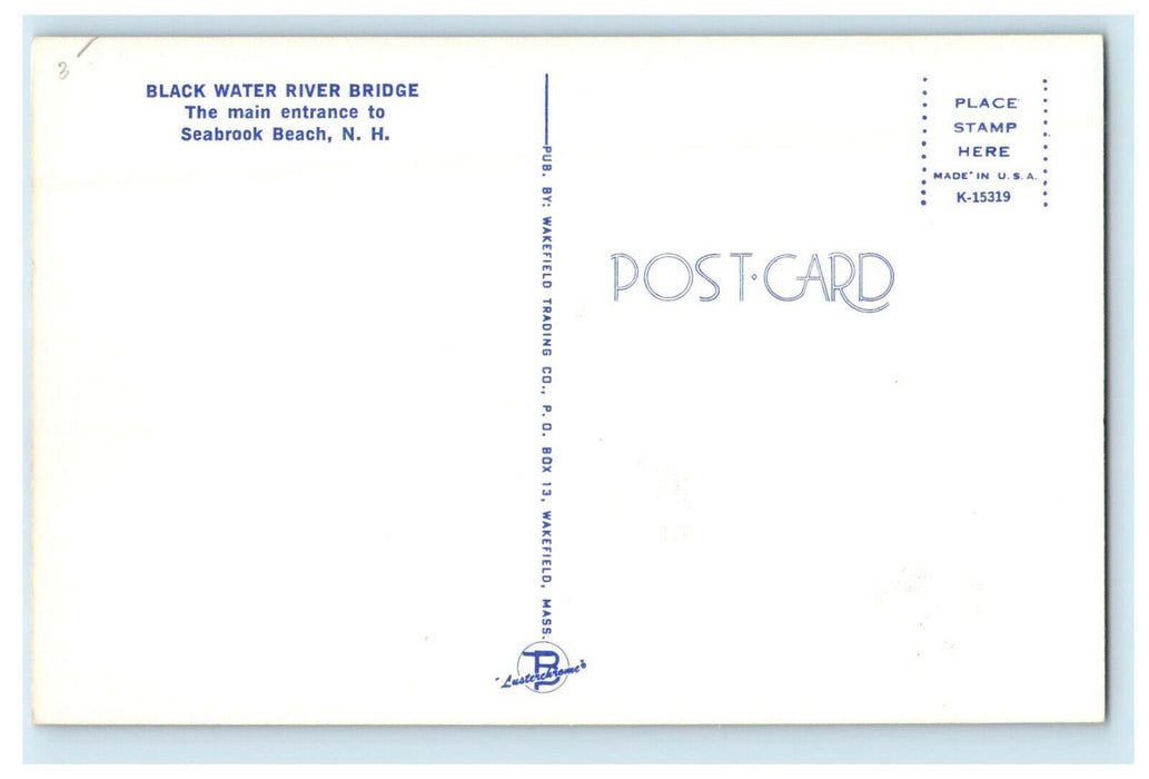 c1960s Black Water River Bridge, Seabrook Beach New Hampshire NH Postcard