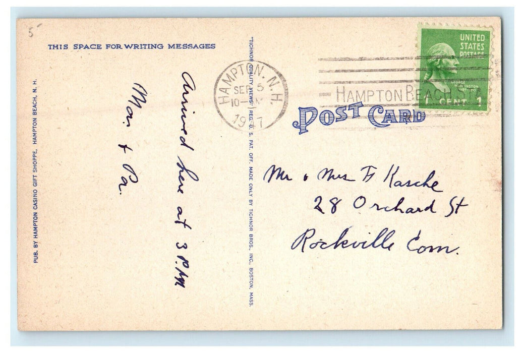 1947 Vintage Cars Parked in The Casino Hampton Beach New Hampshire NH Postcard