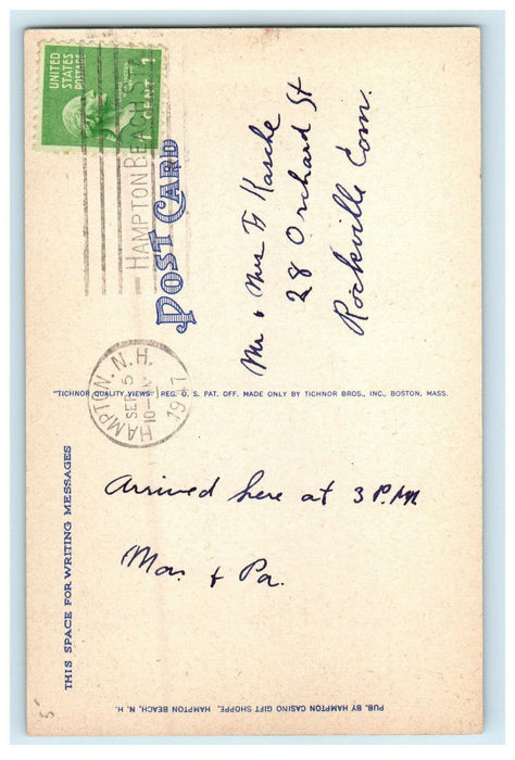 1947 Vintage Cars Parked in The Casino Hampton Beach New Hampshire NH Postcard