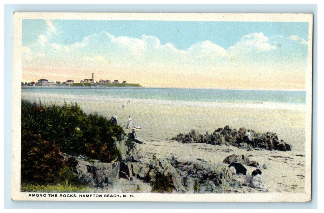 1915 Among the Rocks Hampton Beach New Hampshire NH Posted Antique Postcard