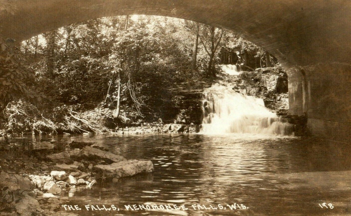 1933 Menomonee Falls Minneapolis Minnesota MN Waterfall RPPC Photo Postcard
