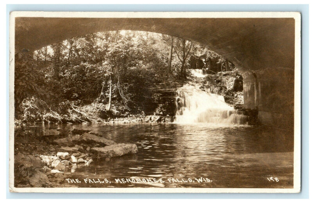 1933 Menomonee Falls Minneapolis Minnesota MN Waterfall RPPC Photo Postcard