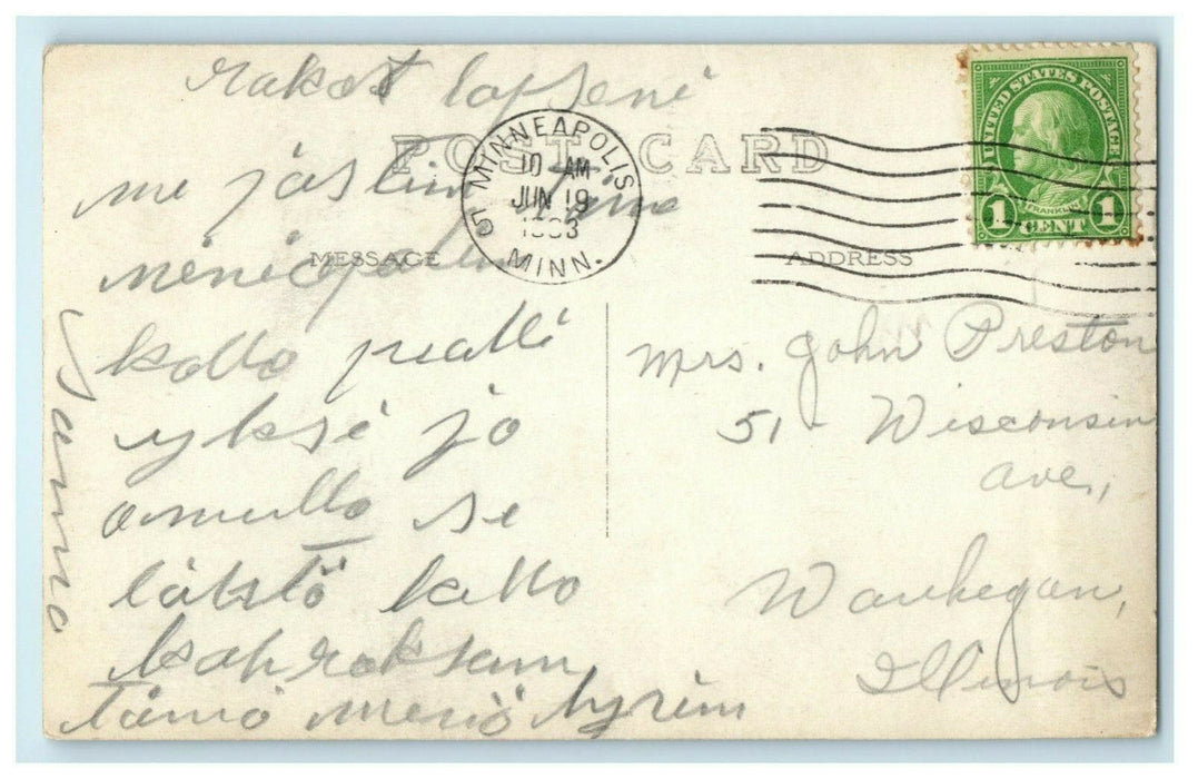 1933 Menomonee Falls Minneapolis Minnesota MN Waterfall RPPC Photo Postcard
