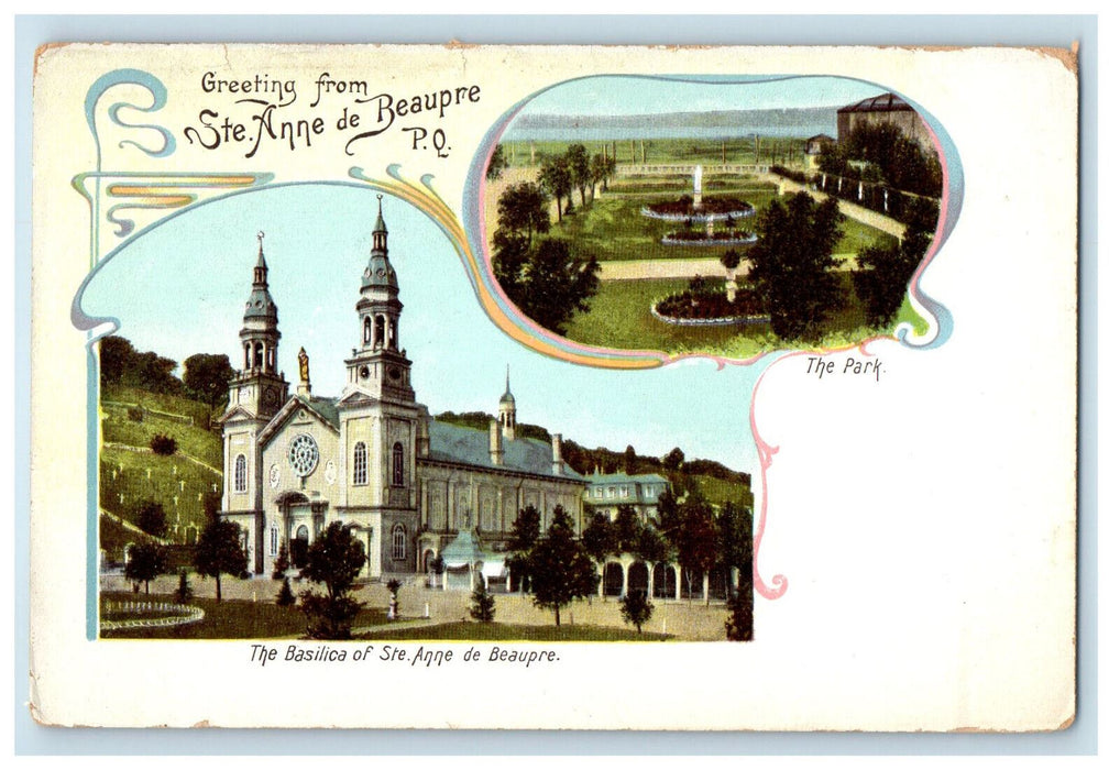 c1910 Multiview, Greeting from Ste. Anne De Beaupre PQ Canada Postcard